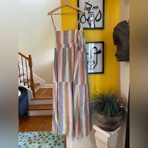 Striped Multicolor Asymmetrical Maxi Wrap Dress/Sundress